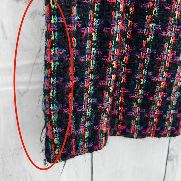 Easy Pieces US 6 American VINTAGE Wool Blend Black Neon Tweed Mini Pencil Skirt - Picture 7 of 9